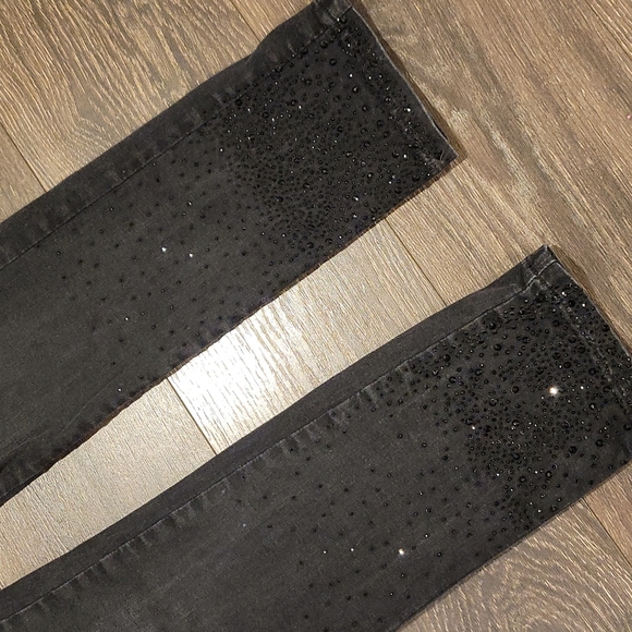 ❤️ LISETTE L MONTREAL PULL ON RHINESTONE HEM SKINNY JEANS, 10 (30) - Picture 2 of 7